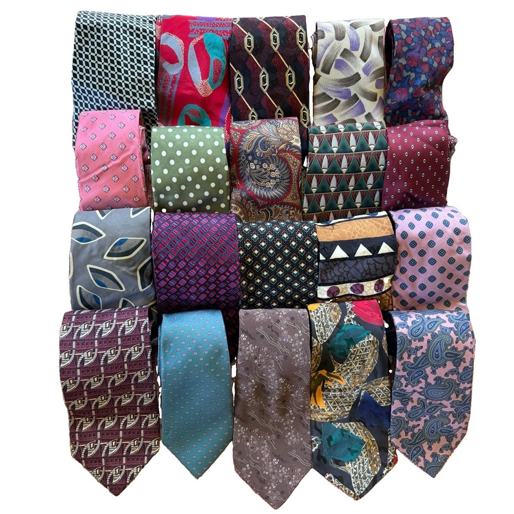 20 Vintage Mens Silk Ties Mixed Lot LOOK